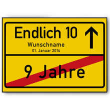 Laden Sie das Bild in den Galerie-Viewer, 10. Geburtstag Ortsschild personalisiert 10 Jahre Deko Jahrgang 2016 personalisiertes Geschenk lustig