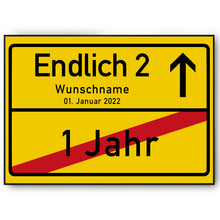 Laden Sie das Bild in den Galerie-Viewer, 2. Geburtstag Ortsschild personalisiert 2 Jahre Deko Jahrgang 2024 personalisiertes Geschenk lustig