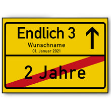 Laden Sie das Bild in den Galerie-Viewer, 3. Geburtstag Ortsschild personalisiert 3 Jahre Deko Jahrgang 2023 personalisiertes Geschenk lustig