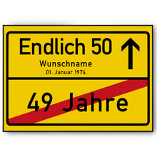 Laden Sie das Bild in den Galerie-Viewer, 50. Geburtstag Ortsschild personalisiert 50 Jahre Deko Jahrgang 1976 personalisiertes Geschenk lustig