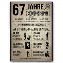 Laden Sie das Bild in den Galerie-Viewer, 67. Geburtstag Geschenk | 67 Jahre Geburtstagsgeschenk personalisiert | Jahrgang 1959 Geschenkidee Geburtstagskarte