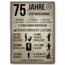 Laden Sie das Bild in den Galerie-Viewer, 75. Geburtstag Geschenk | 75 Jahre Geburtstagsgeschenk personalisiert | Jahrgang 1951 Geschenkidee Geburtstagskarte