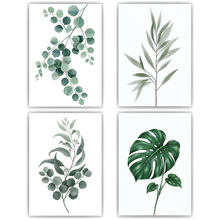 Laden Sie das Bild in den Galerie-Viewer, Eukalyptus Monstera Poster 4er Set Botanische Grüne Wandbilder