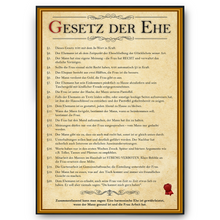 Laden Sie das Bild in den Galerie-Viewer, Hochzeitsgeschenk Ehegesetz Poster lustiges Geschenk zur Hochzeit Karte Ehepaar Geschenkidee zum Hochzeitstag Urkunde
