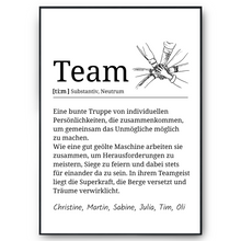 Laden Sie das Bild in den Galerie-Viewer, Team Definition personalisiertes Poster Mitarbeiter Geschenk Kollegen