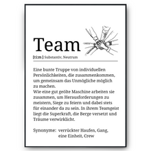 Laden Sie das Bild in den Galerie-Viewer, Team Definition Poster Mitarbeiter Geschenk Kollegen