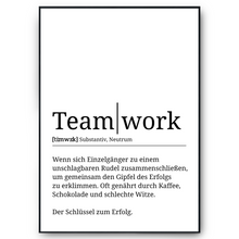 Laden Sie das Bild in den Galerie-Viewer, Teamwork Definition Poster Mitarbeiter Geschenk Kollegen
