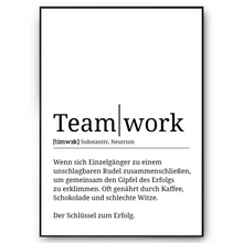 Laden Sie das Bild in den Galerie-Viewer, Teamwork Definition Poster Mitarbeiter Geschenk Kollegen
