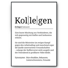 Laden Sie das Bild in den Galerie-Viewer, Kollegen Definition Poster Mitarbeiter Geschenk Team Kollegen