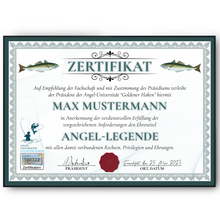 Laden Sie das Bild in den Galerie-Viewer, Lustiges Angler Geschenk personalisiert Geburtstag Poster Zertifikat Angler Geschenkidee