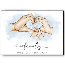 Laden Sie das Bild in den Galerie-Viewer, Familienposter personalisiert Familienmitglieder Geschenkidee Mama Papa Eltern Oma Opa personalisiertes Familienbild Geburtstag Taufe