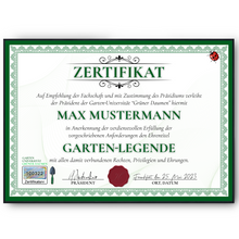 Laden Sie das Bild in den Galerie-Viewer, Lustiges Gärtner Geschenk personalisiert Geburtstag Poster Zertifikat Garten Geschenkidee