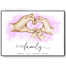 Laden Sie das Bild in den Galerie-Viewer, Familienposter personalisiert Familienmitglieder Geschenkidee Mama Papa Eltern Oma Opa personalisiertes Familienbild Geburtstag Taufe