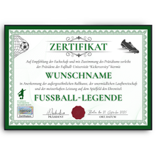 Laden Sie das Bild in den Galerie-Viewer, Fußball Urkunde personalisiert – Lustiges Geschenk für Fußballspieler Fußballer Geschenkidee Auszeichnung Turnier Fußball Deko