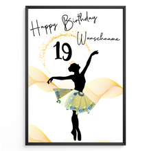 Laden Sie das Bild in den Galerie-Viewer, 19. Geburtstag Geldgeschenk Personalisiert Frauen Freundin Geld Ballerina Geburtstagskarte Ballett