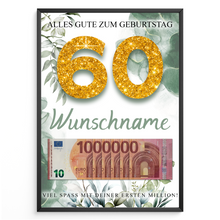 Laden Sie das Bild in den Galerie-Viewer, Personalisiertes Geldgeschenk zum 60. Geburtstag Männer Frauen Geburtstagsgeschenk Geld Geschenk personalisierbar