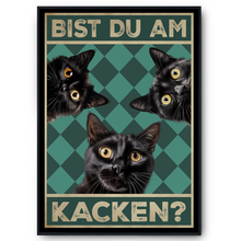 Laden Sie das Bild in den Galerie-Viewer, Bist du am Kacken? Katzen Poster Badezimmer Gästebad Wandbild Klo Toilette Dekoration Lustiges Gäste-WC Bild DIN A4 - Katzen 03