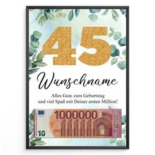 Laden Sie das Bild in den Galerie-Viewer, Personalisiertes Geldgeschenk zum 45. Geburtstag Männer Frauen Geburtstagsgeschenk Geld Geschenk personalisierbar