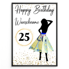 Laden Sie das Bild in den Galerie-Viewer, 25. Geburtstag Geldgeschenk Personalisiert Frauen Geburtstagsgeschenk Geld Geschenk personalisierbar
