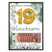 Laden Sie das Bild in den Galerie-Viewer, Personalisiertes Geldgeschenk zum 19. Geburtstag Männer Frauen Geburtstagsgeschenk Geld Geschenk personalisierbar