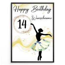 Laden Sie das Bild in den Galerie-Viewer, 14. Geburtstag Geldgeschenk Personalisiert Frauen Freundin Geschenk Ballerina personalisierbar Geburtstagskarte Ballett