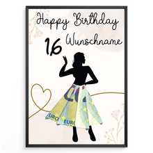 Laden Sie das Bild in den Galerie-Viewer, Geldgeschenk zum 16. Geburtstag Personalisiert Frauen Geburtstagsgeschenk Freundin Geld Geschenkidee