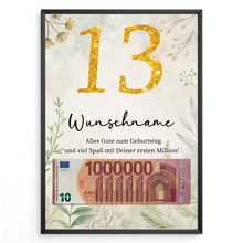 Laden Sie das Bild in den Galerie-Viewer, Personalisiertes Geldgeschenk zum 13. Geburtstag Männer Frauen Geburtstagsgeschenk Geld Geschenkidee personalisierbar