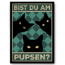 Laden Sie das Bild in den Galerie-Viewer, Bist du am Pupsen? Katzen Poster Badezimmer Gästebad Wandbild Klo Toilette Dekoration Lustiges Gäste-WC Bild DIN A4 - Katzen 01