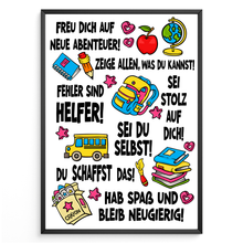 Laden Sie das Bild in den Galerie-Viewer, Affirmationsposter Geschenk Schulanfang Affirmation Einschulung Schulanfänger