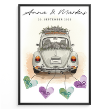 Laden Sie das Bild in den Galerie-Viewer, Hochzeit Personalisiertes Geldgeschenk Hochzeitsauto Hochzeitsgeschenk personalisierbar Brautpaar