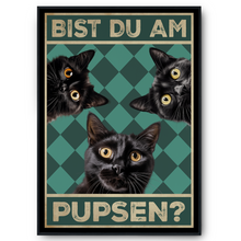 Laden Sie das Bild in den Galerie-Viewer, Bist du am Pupsen? Katzen Poster Badezimmer Gästebad Wandbild Klo Toilette Dekoration Lustiges Gäste-WC Bild DIN A4 - Katzen 03