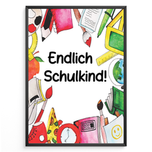 Laden Sie das Bild in den Galerie-Viewer, Einschulung Geschenk Jungen Mädchen Schulkind Einschulungsposter Schulanfang