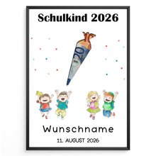 Laden Sie das Bild in den Galerie-Viewer, Einschulung Geldgeschenk Personalisiert Karte Schulanfang Schultüte
