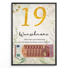 Laden Sie das Bild in den Galerie-Viewer, Personalisiertes Geldgeschenk zum 19. Geburtstag Männer Frauen Geburtstagsgeschenk Geld Geschenkidee personalisierbar