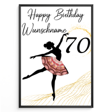 Laden Sie das Bild in den Galerie-Viewer, 70. Geburtstag Geldgeschenk Personalisiert Frauen Freundin Geld Ballerina Geburtstagskarte Ballett