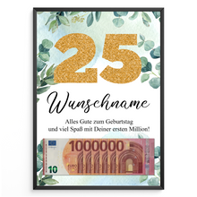 Laden Sie das Bild in den Galerie-Viewer, Personalisiertes Geldgeschenk zum 25. Geburtstag Männer Frauen Geburtstagsgeschenk Geld Geschenk personalisierbar