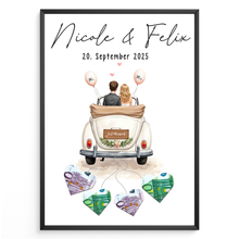 Laden Sie das Bild in den Galerie-Viewer, Hochzeit Personalisiertes Geldgeschenk Hochzeitsauto Hochzeitsgeschenk personalisierbar