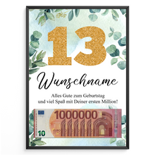 Laden Sie das Bild in den Galerie-Viewer, Personalisiertes Geldgeschenk zum 13. Geburtstag Männer Frauen Geburtstagsgeschenk Geld Geschenk personalisierbar