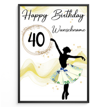 Laden Sie das Bild in den Galerie-Viewer, 40. Geburtstag Geldgeschenk Personalisiert Frauen Freundin Geschenk Ballerina personalisierbar Geburtstagskarte Ballett