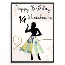 Laden Sie das Bild in den Galerie-Viewer, Geldgeschenk zum 14. Geburtstag Personalisiert Frauen Geburtstagsgeschenk Freundin Geld Geschenkidee