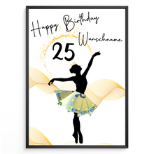 Laden Sie das Bild in den Galerie-Viewer, 25. Geburtstag Geldgeschenk Personalisiert Frauen Freundin Geld Ballerina Geburtstagskarte Ballett