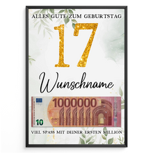 Laden Sie das Bild in den Galerie-Viewer, Personalisiertes Geldgeschenk zum 17. Geburtstag Frauen Männer Geburtstagsgeschenk Geld Geschenkidee personalisierbar