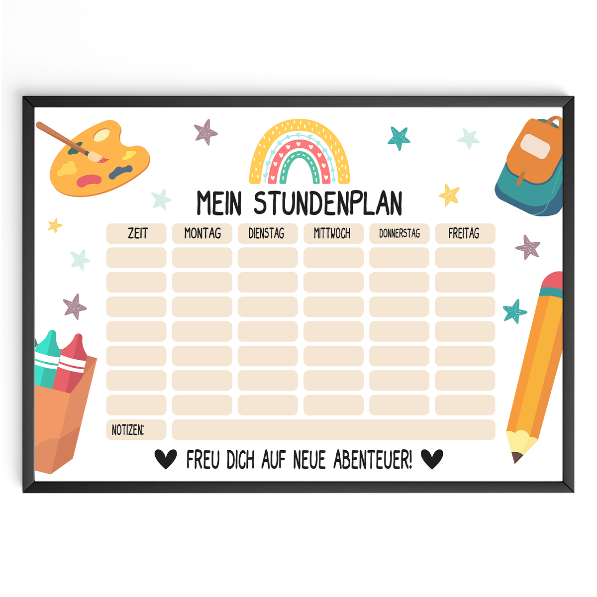 Stundenplan zur Einschulung Geschenk zum Schulanfang Schulkind Geschen –  Tigerlino®