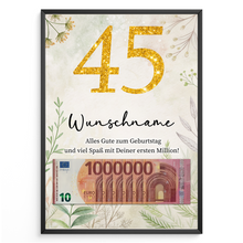 Laden Sie das Bild in den Galerie-Viewer, Personalisiertes Geldgeschenk zum 45. Geburtstag Männer Frauen Geburtstagsgeschenk Geld Geschenkidee personalisierbar