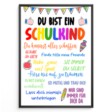 Laden Sie das Bild in den Galerie-Viewer, Schulkind Einschulung Geschenkidee Jungen Mädchen Einschulungsposter Schulanfang