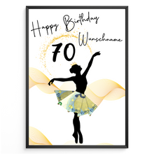 Laden Sie das Bild in den Galerie-Viewer, 70. Geburtstag Geldgeschenk Personalisiert Frauen Freundin Geld Ballerina Geburtstagskarte Ballett