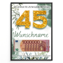 Laden Sie das Bild in den Galerie-Viewer, Personalisiertes Geldgeschenk zum 45. Geburtstag Männer Frauen Geburtstagsgeschenk Geld Geschenk personalisierbar
