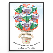 Laden Sie das Bild in den Galerie-Viewer, Personalisiertes Geldgeschenk Hochzeit Heißluftballon Hochzeitsgeschenk personalisierbar