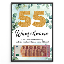 Laden Sie das Bild in den Galerie-Viewer, Personalisiertes Geldgeschenk zum 55. Geburtstag Männer Frauen Geburtstagsgeschenk Geld Geschenk personalisierbar