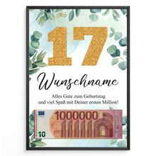 Laden Sie das Bild in den Galerie-Viewer, Personalisiertes Geldgeschenk zum 17. Geburtstag Männer Frauen Geburtstagsgeschenk Geld Geschenk personalisierbar